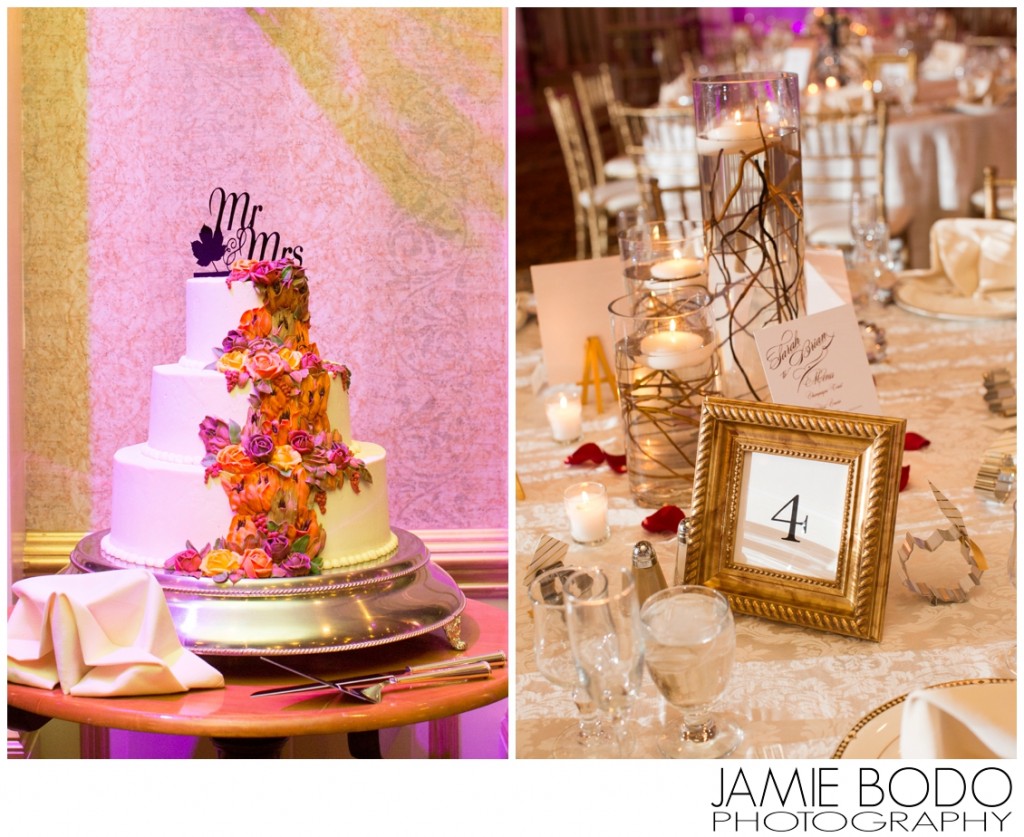 Autumn wedding cake and table settings at il Tulipano photos