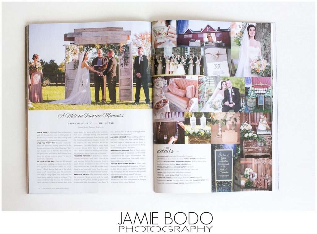 Stone Rows Farm Wedding Published in NJ Bride Magazine